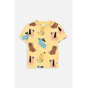 Bavlněné dětské tričko Coccodrillo žlutá barva