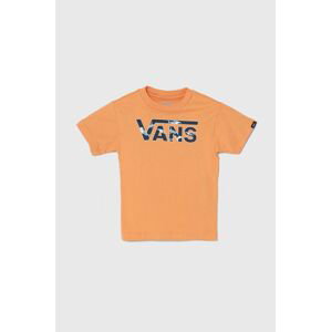 Dětské bavlněné tričko Vans BY VANS CLASSIC LOGO FILL KIDS oranžová barva, s potiskem