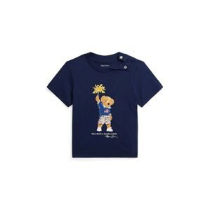 Bavlněné dětské tričko Polo Ralph Lauren tmavomodrá barva, s potiskem, 320853828033