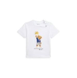 Bavlněné dětské tričko Polo Ralph Lauren bílá barva, s potiskem, 320853828034