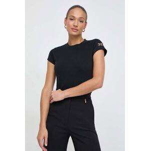Bavlněné tričko Elisabetta Franchi černá barva, MA00441E2