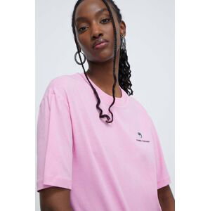 Bavlněné tričko Chiara Ferragni růžová barva, 76CBHG05