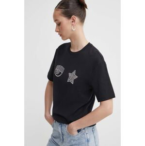 Bavlněné tričko Chiara Ferragni EYE STAR černá barva, 76CBHG01