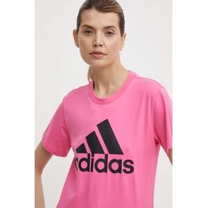 Bavlněné tričko adidas růžová barva, IR5413