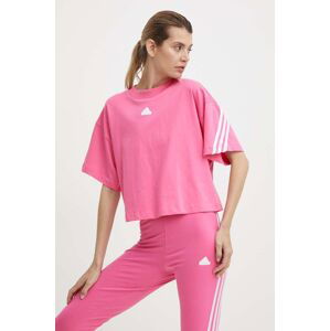 Bavlněné tričko adidas růžová barva, IS3620