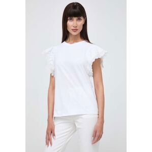 Bavlněné tričko Twinset bílá barva