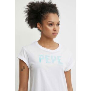 Bavlněné tričko Pepe Jeans JANET bílá barva, PL505836