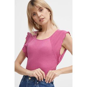 Plátěné tričko Pepe Jeans KAI růžová barva, PL505842