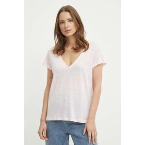 Plátěné tričko Pepe Jeans LEIGHTON růžová barva, PL505855