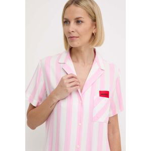 Lounge košile HUGO růžová barva, regular, s klasickým límcem, 50514876