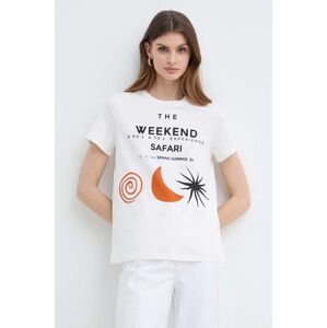 Bavlněné tričko Weekend Max Mara béžová barva, 2415971052600