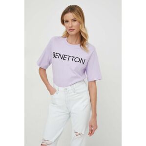 Bavlněné tričko United Colors of Benetton fialová barva