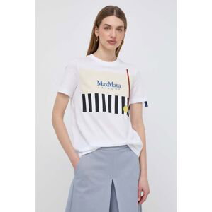 Bavlněné tričko Max Mara Leisure bílá barva, 2416941108600