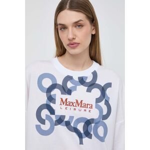 Bavlněné tričko Max Mara Leisure bílá barva, 2416971018600