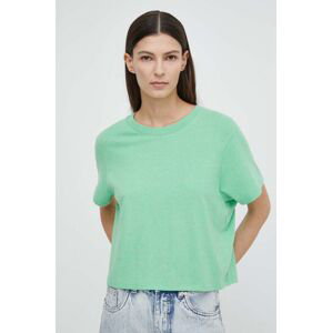 Tričko American Vintage T-SHIRT MC COL ROND US zelená barva, YPA02GE24
