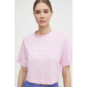 Bavlněné tričko Guess DAKOTA růžová barva, V4GI13 JA914