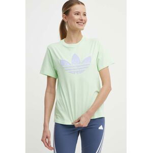 Bavlněné tričko adidas Originals zelená barva, IU2374
