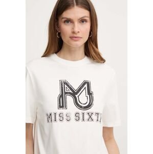 Tričko s příměsí hedvábí Miss Sixty SJ3520 S/S T-SHIRT bílá barva, 6L2SJ3520000