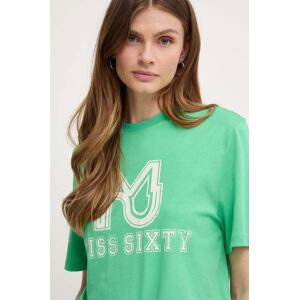 Tričko s příměsí hedvábí Miss Sixty SJ3520 S/S T-SHIRT zelená barva, 6L2SJ3520000