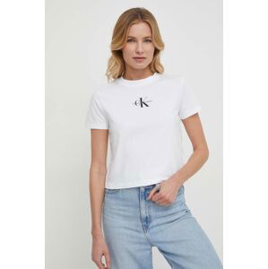 Bavlněné tričko Calvin Klein Jeans bílá barva, J20J223113