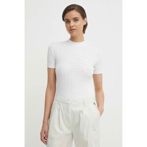Tričko Calvin Klein Jeans bílá barva, s pologolfem, J20J223169