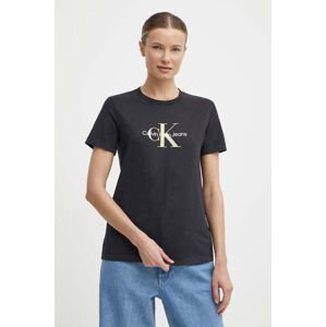 Bavlněné tričko Calvin Klein Jeans černá barva, J20J223272