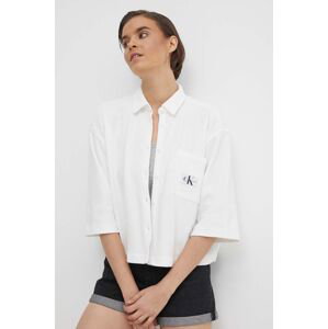 Bavlněná košile Calvin Klein Jeans bílá barva, relaxed, s klasickým límcem, J20J223360