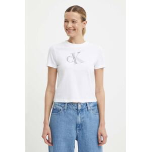 Bavlněné tričko Calvin Klein Jeans bílá barva, J20J223165