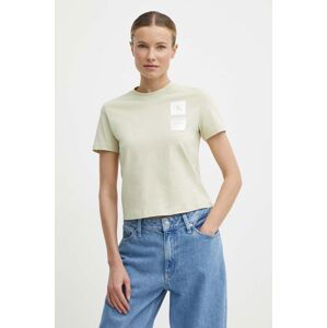 Bavlněné tričko Calvin Klein Jeans zelená barva, J20J223700