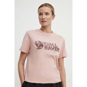 Tričko Fjallraven Lush Logo T-shirt růžová barva, F14600165
