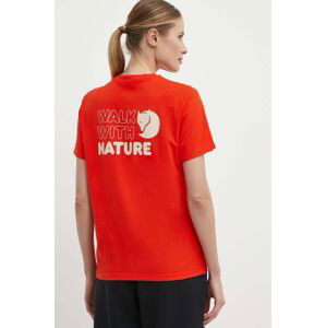 Tričko Fjallraven Walk With Nature oranžová barva, F14600171