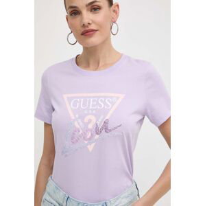 Bavlněné tričko Guess růžová barva, W4GI20 I3Z14