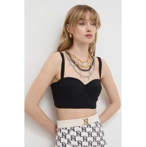 Top Elisabetta Franchi dámský, černá barva, TO01742E2