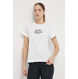 Bavlněné tričko Helly Hansen bílá barva