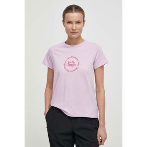 Bavlněné tričko Helly Hansen růžová barva