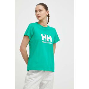 Bavlněné tričko Helly Hansen zelená barva