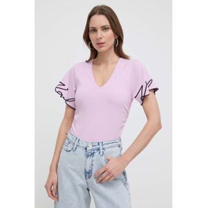 Bavlněné tričko Karl Lagerfeld fialová barva