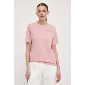Bavlněné tričko Peak Performance růžová barva
