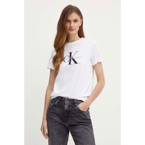 Bavlněné tričko Calvin Klein Jeans bílá barva, J20J219142