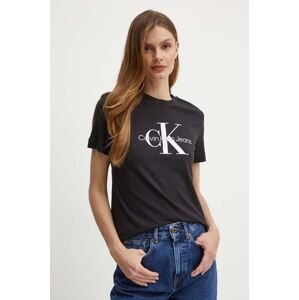 Bavlněné tričko Calvin Klein Jeans černá barva, J20J219142