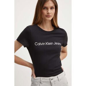 Bavlněné tričko Calvin Klein Jeans černá barva, J20J220253