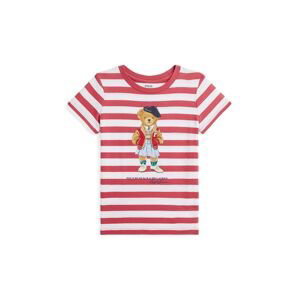 Dětské bavlněné tričko Polo Ralph Lauren červená barva