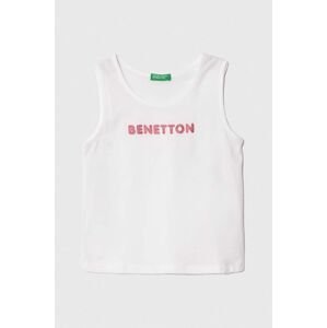 Dětský bavlněný top United Colors of Benetton bílá barva
