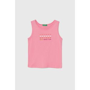 Dětský bavlněný top United Colors of Benetton růžová barva