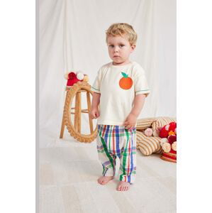 Bavlněné dětské tričko Bobo Choses béžová barva, s potiskem