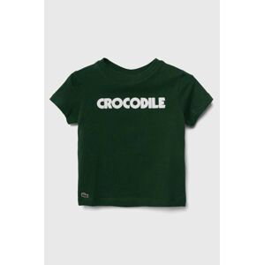 Dětské bavlněné tričko Lacoste zelená barva, s potiskem