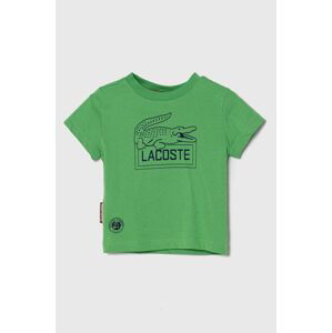 Dětské bavlněné tričko Lacoste zelená barva, s potiskem
