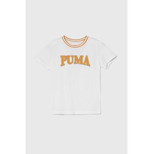 Dětské bavlněné tričko Puma PUMA SQUAD B bílá barva, s potiskem
