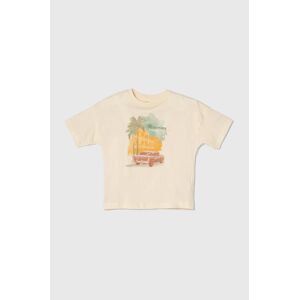 Dětské bavlněné tričko zippy béžová barva