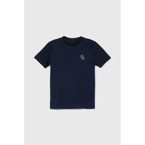 Dětské tričko Abercrombie & Fitch tmavomodrá barva, s aplikací